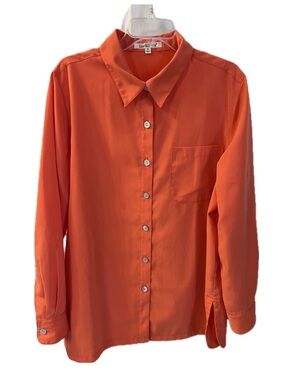 TravelSmith Bright Coral Button-Up Shirt
